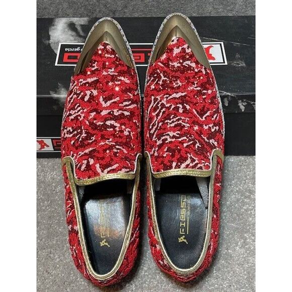 Fiesso by AURELIO GARCIA Dress Shoes Mens 9 FI7016 Graphic Leather Slip On Red main image 4